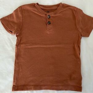 H&M Kids Short Sleeve Henley T-Shirt in Rust